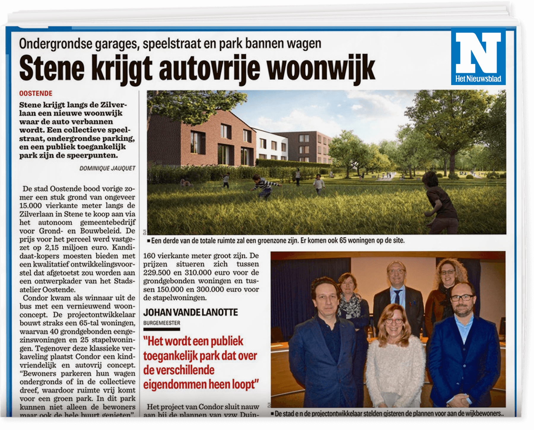 Stenehof, Oostende in het Nieuwsblad